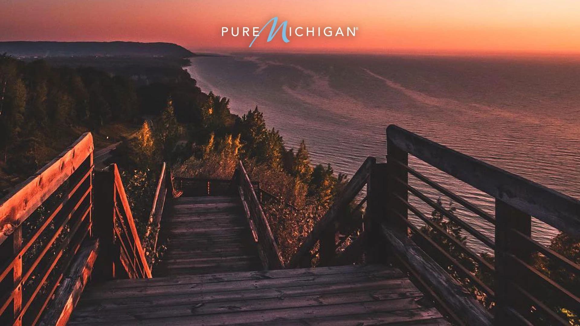 Sunset over the Lake Michigan shoreline